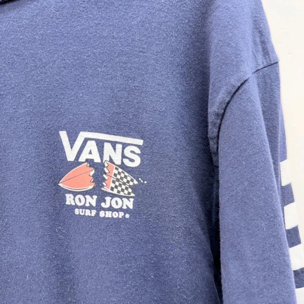 Vans Ron Jon Surf Shop Mens Medium Classic Fit Long Sleeve Navy Shark Shirt